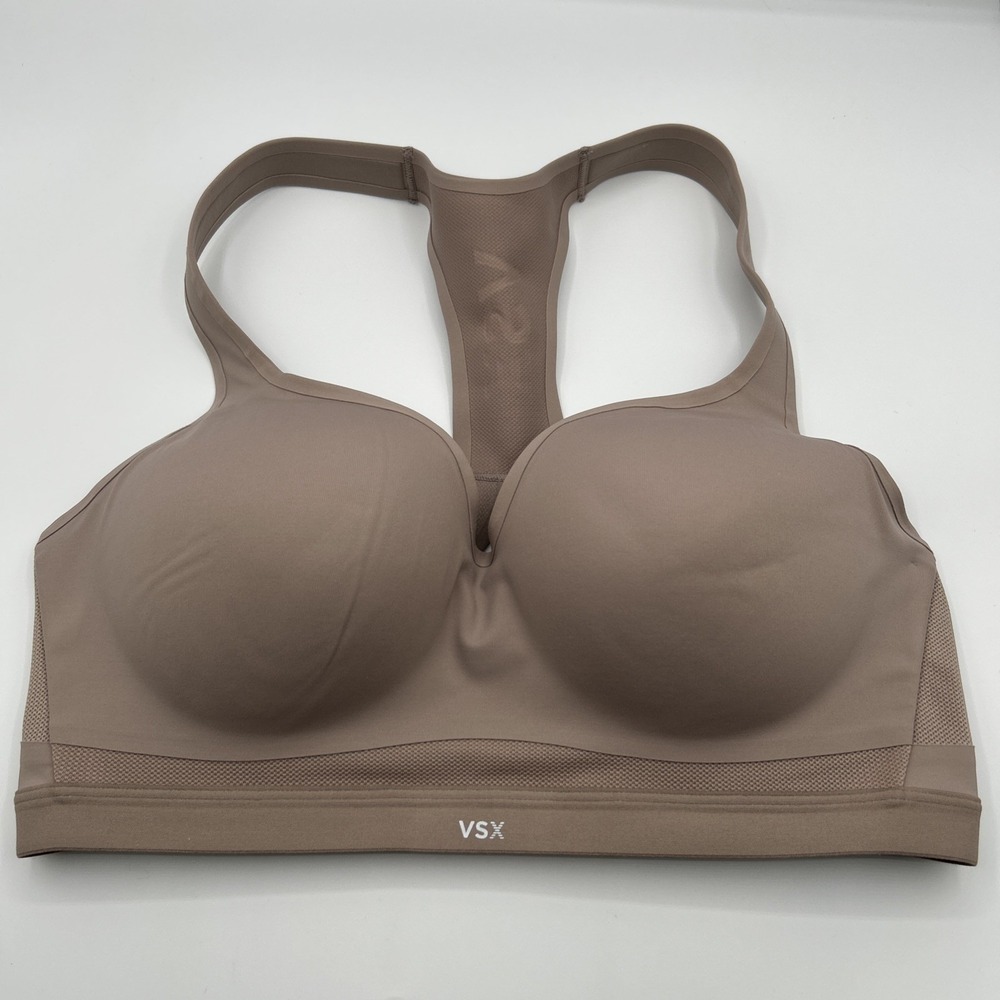 Victoria's Secret VSX Incredible Plunge Sport Bra 36D Bare Taupe Racerback NWT - Picture 2 of 5